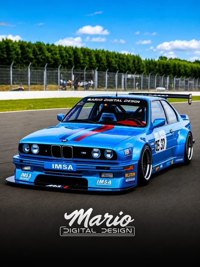 BMW E30 IMSA RACING BLUE FRIDGE MAGNET product image