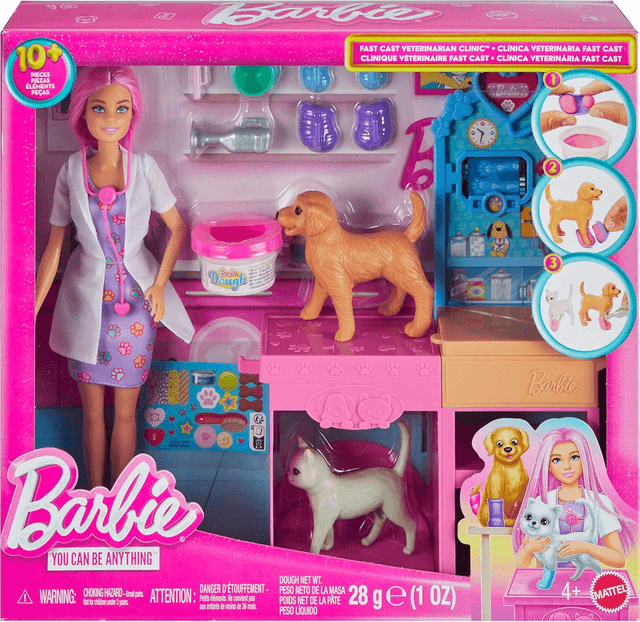 BARBIE FAST CAST VETERINARIAN CLINIC PLAYSET WITH PINK COLORED HAIR FASHION DOLL, product image