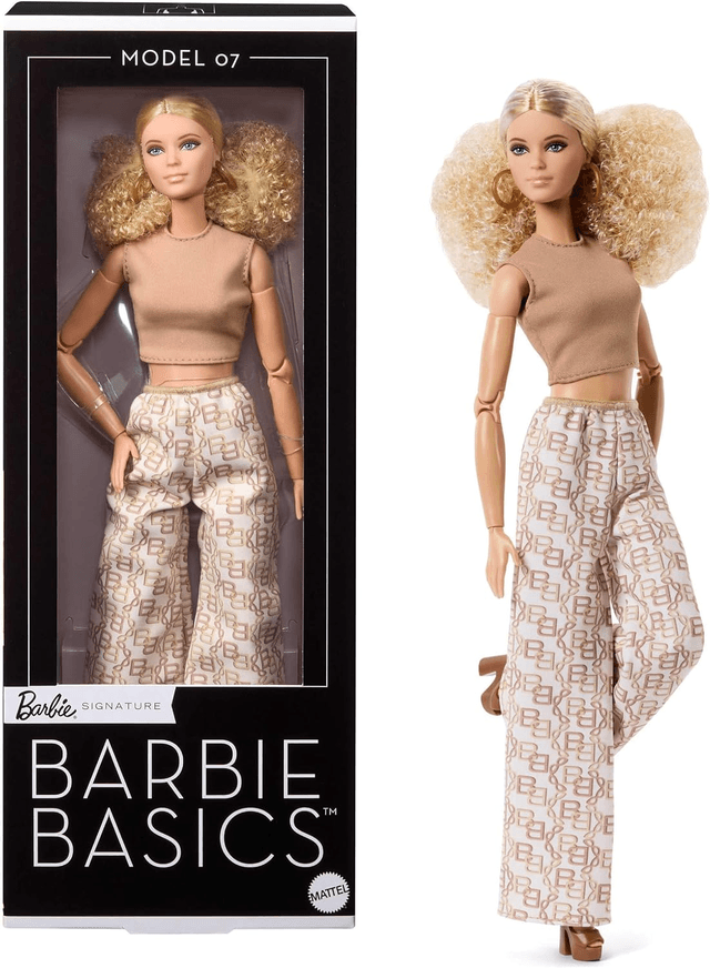 BARBIE BASICS MODEL COLLECTOR FASHION DOLL 07 WITH BLONDE HAIR AND WHITE PRINTED product image