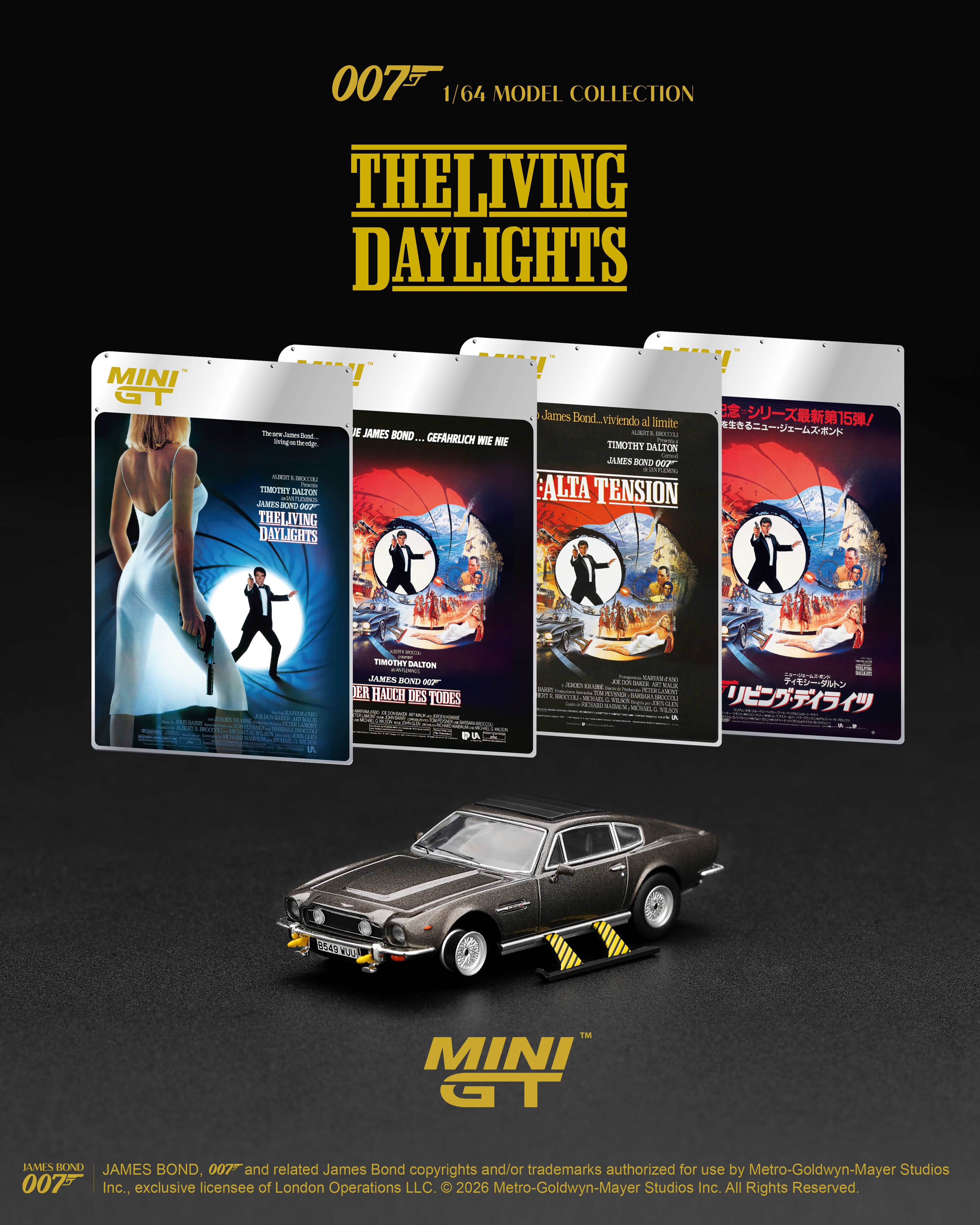 PREORDER  ASTON MARTIN V8 VANTAGE "THE LIVING DAYLIGHTS" WEAPONS ON ENGLISH BLISTER PACKAGING