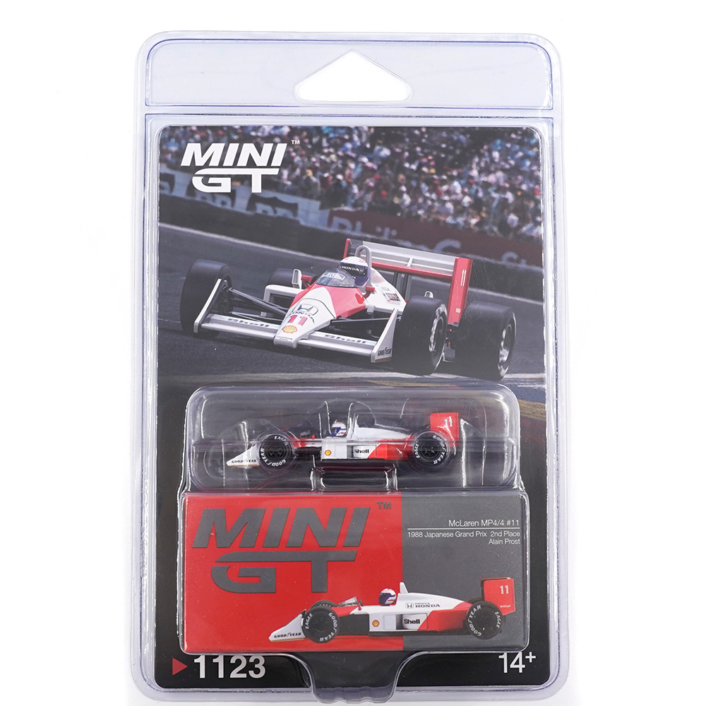 MINI GT MCLAREN MP4/4 #11 ALAIN PROST 1988 JAPANESE GRAND PRIX 2ND PLACE BLISTER