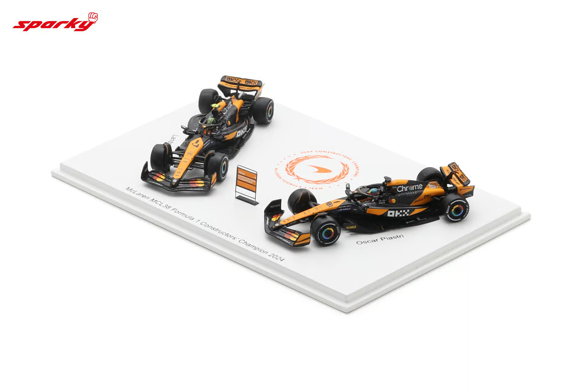 MCLAREN MCL38 NO.4 & NO.81 FORMULA 1 CONSTRUCTORS' CHAMPION 2024 LANDO NORRIS & OSCAR PIASTRI