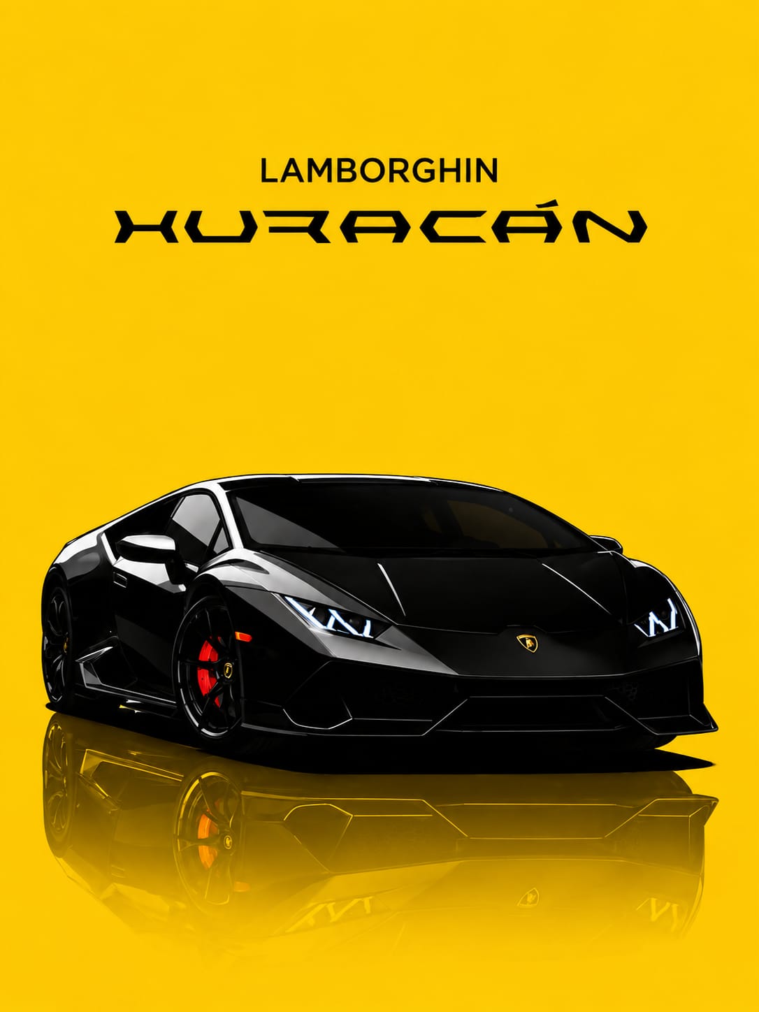 LAMBORGHINI HURACAN YELLOW ACRYLIC FRIDGE MAGNET