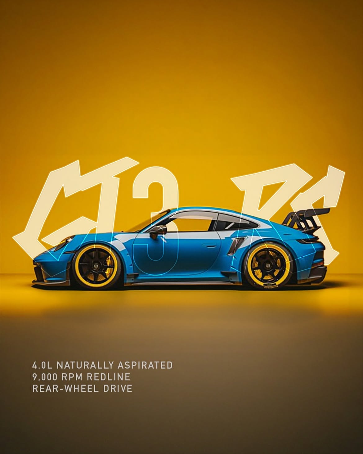 PORSCHE 911 GT3 RS BLUE FRIDGE MAGNET