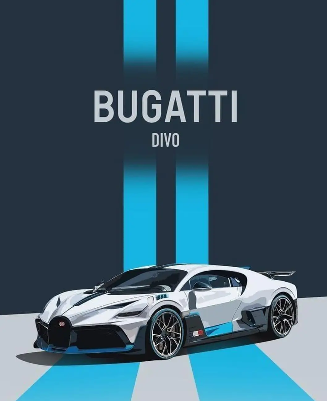 BUGATTI DIVO BLUE & WHITE FRIDGE MAGNET