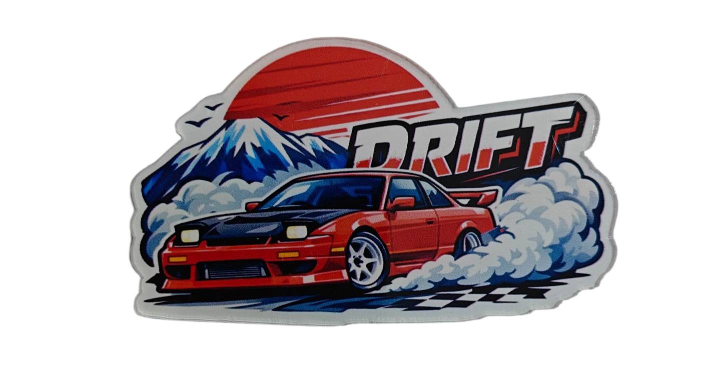 RED DRIFT RACING FAN ART FRIDGE MAGNET