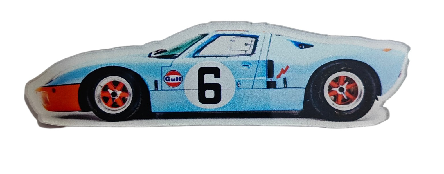 BLUE VINTAGE RACING CAR FAN ART FRIDGE MAGNET