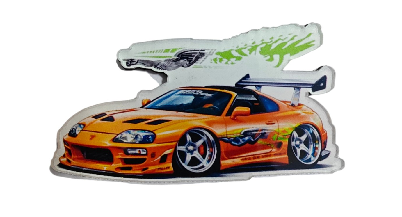 ORANGE JDM STREET RACING CAR FAN ART FRIDGE MAGNET