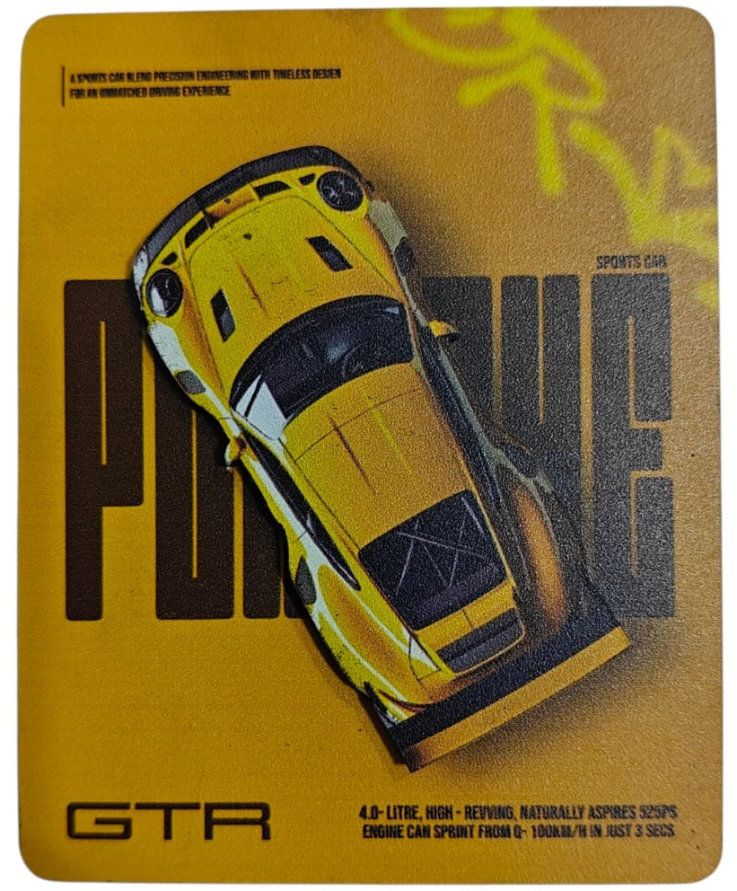 911 YELLOW CAR 3D FAN ART FRIDGE MAGNET