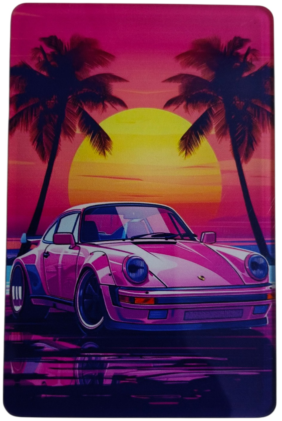 911 TURBO PINK SUNSET FAN ART FRIDGE MAGNET