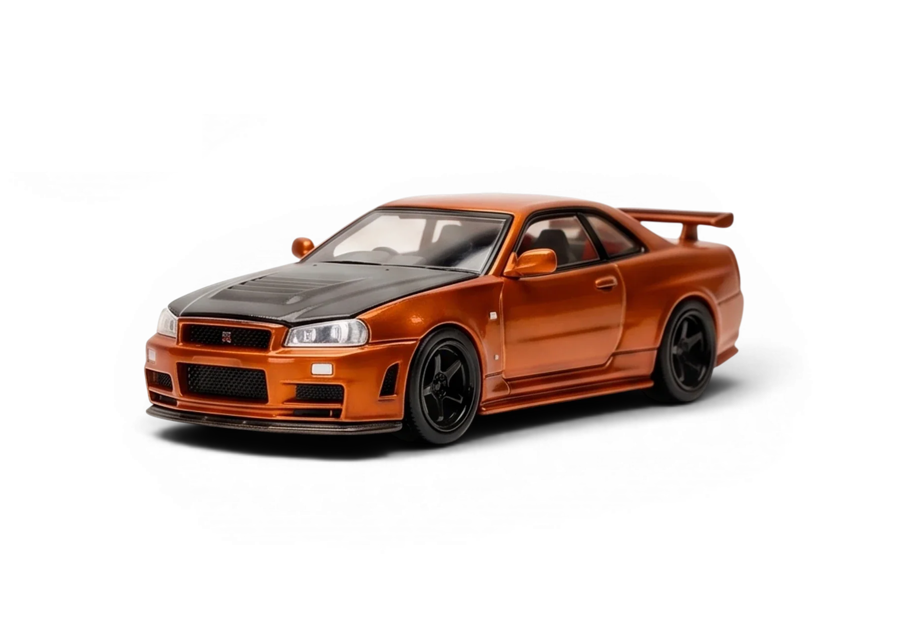 NISSAN SKYLINE GTR R34 CUSTOMIZED METALLIC ORANGE WITH CF BONNET