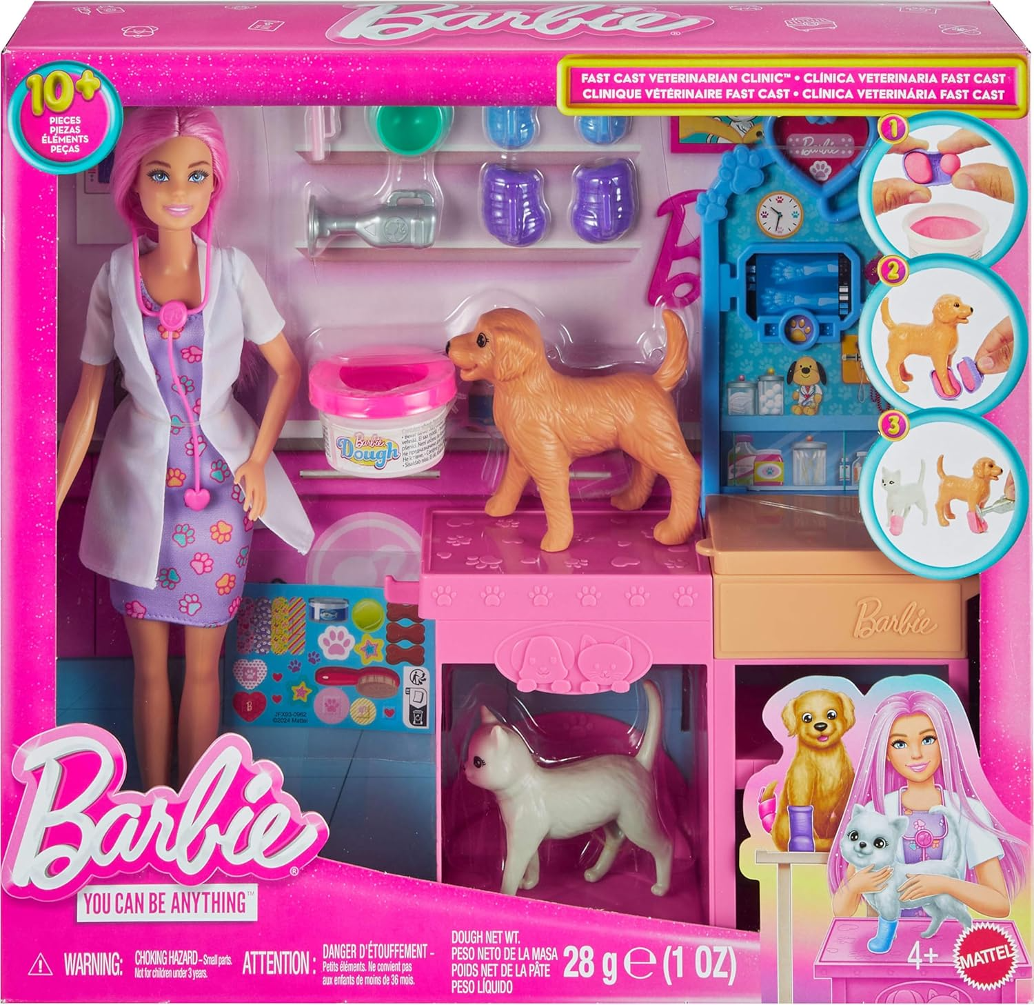 BARBIE FAST CAST VETERINARIAN CLINIC PLAYSET WITH PINK COLORED HAIR FASHION DOLL,