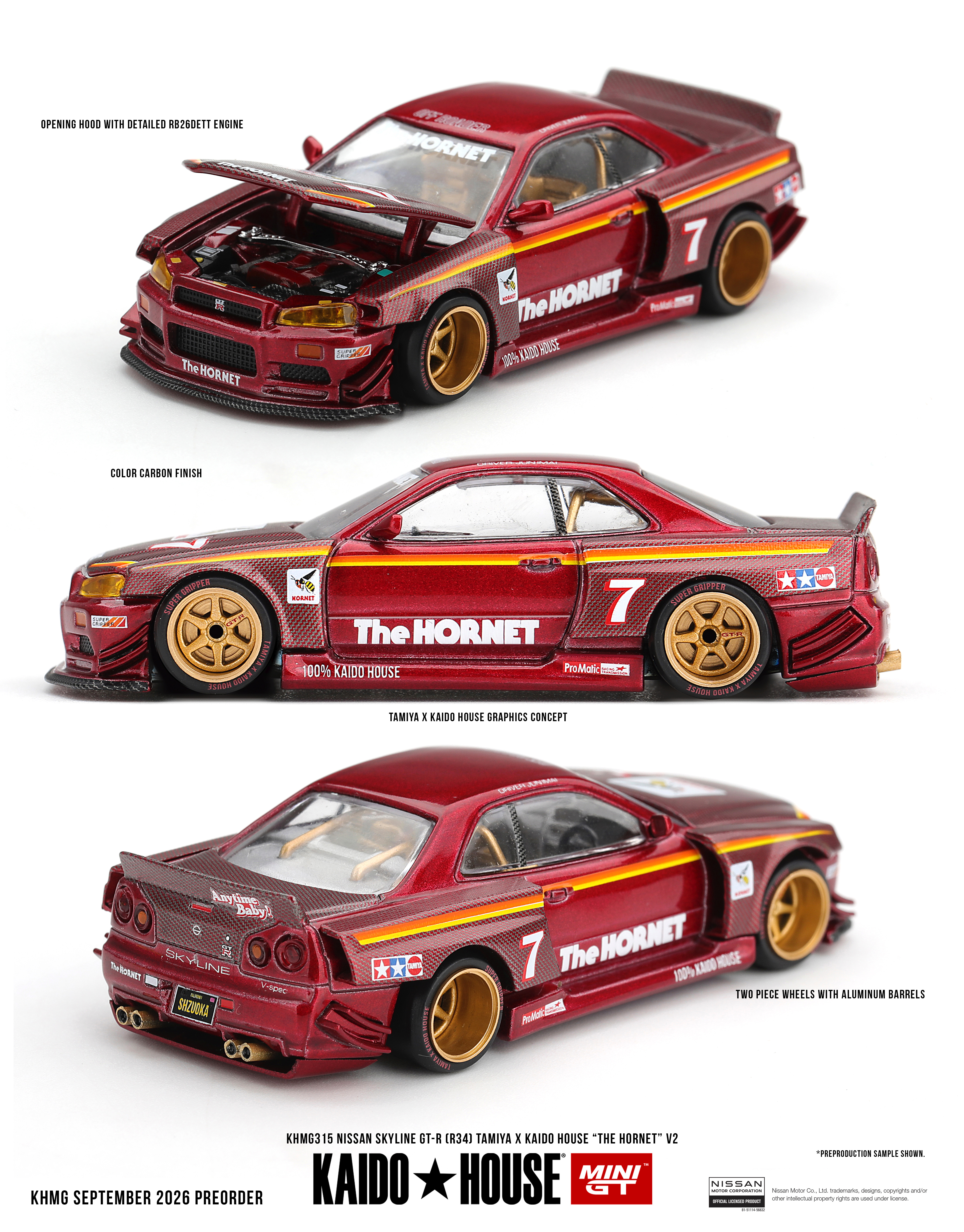 PREORDER NISSAN SKYLINE GT-R (R34) TAMIYA X KAIDO HOUSE "THE HORNET" V2
