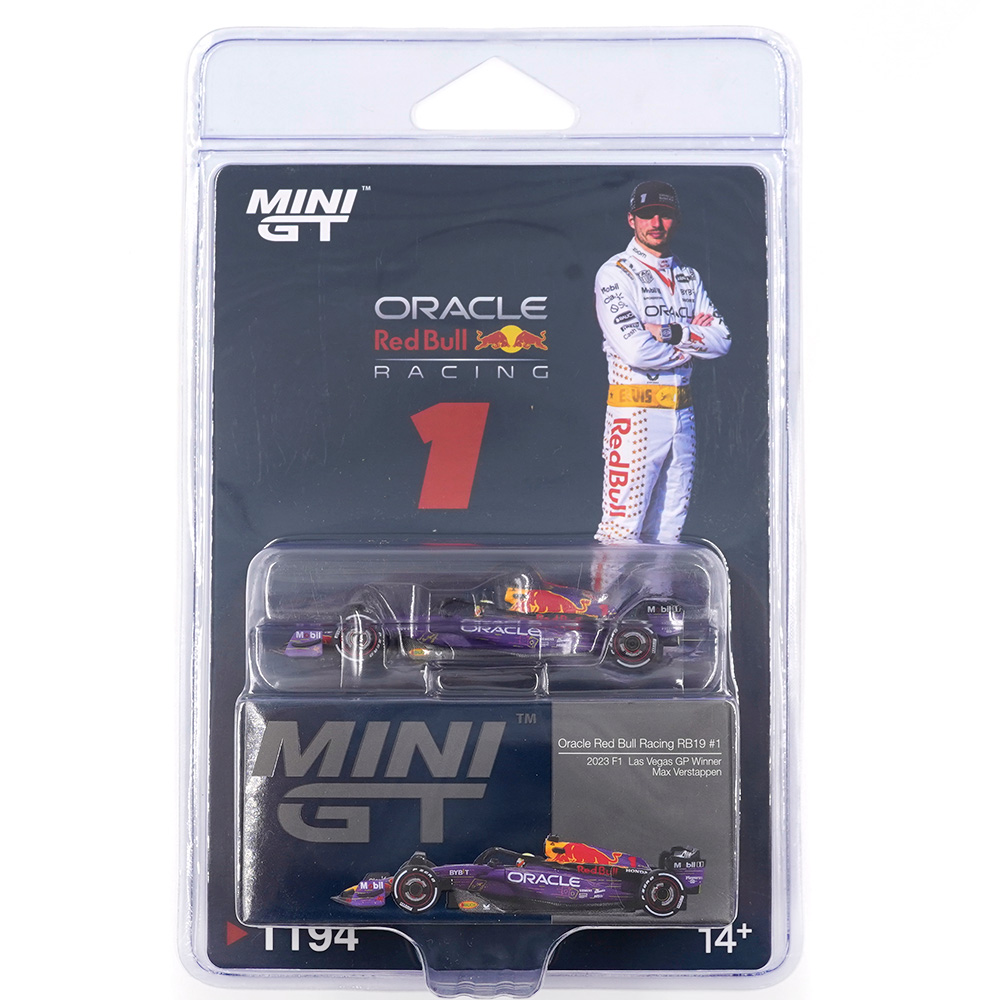 ORACLE RED BULL RACING RB19 #1 MAX VERSTAPPEN 2023 F1 2023 LAS VEGAS GP WINNER BLISTER PACKAGING