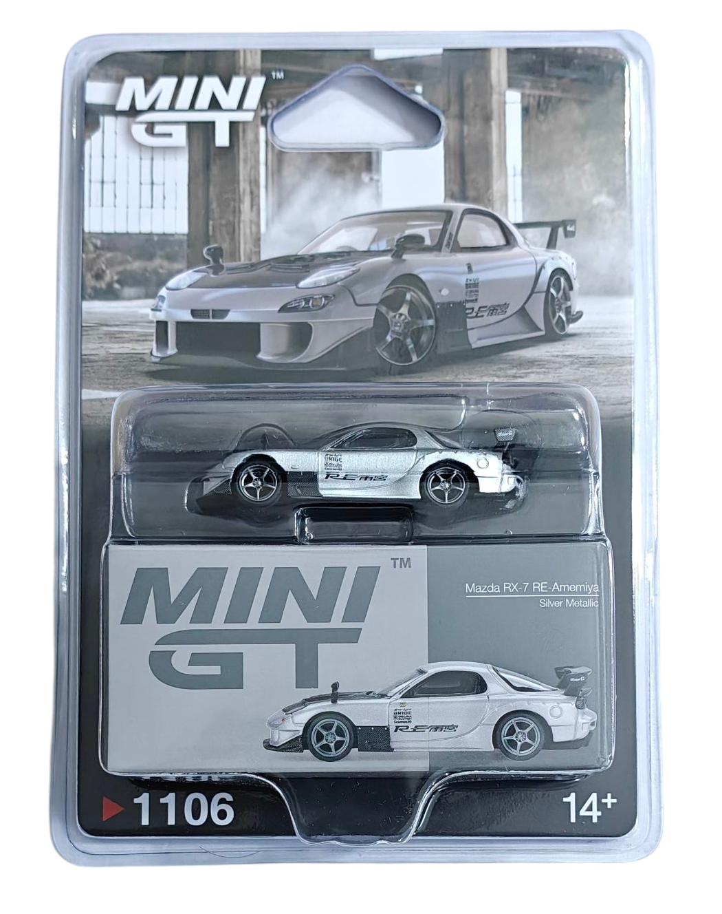 MINI GT MAZDA RX-7 RE-AMEMIYA SILVER METALLIC 