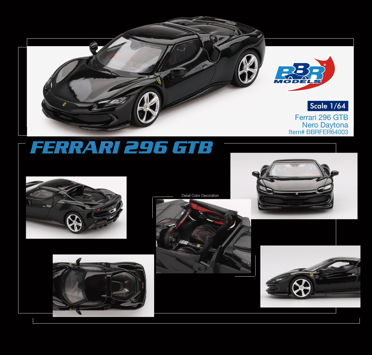 FERRARI 296 GTB NERO DAYTONA
