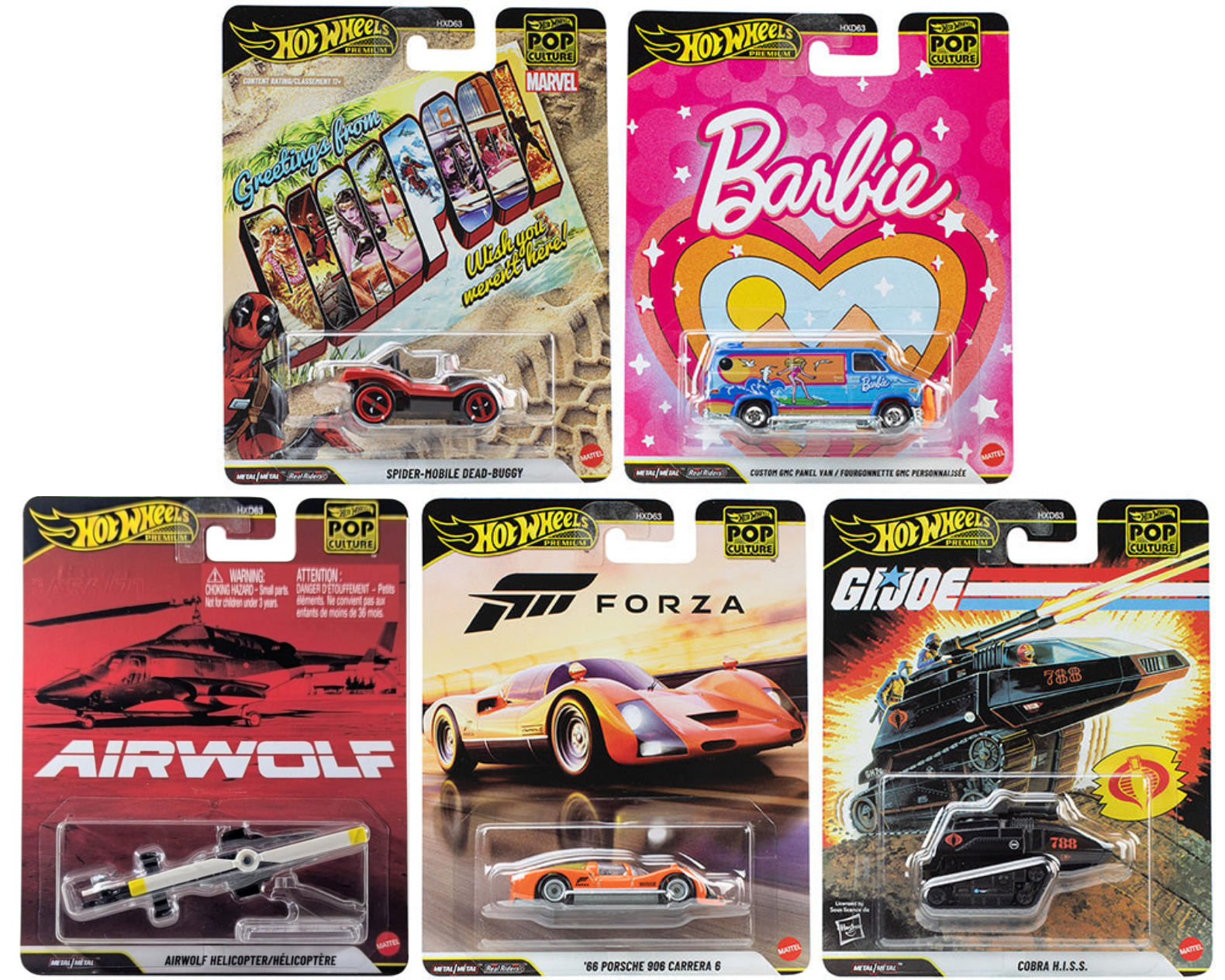 HOT WHEELS POP CULTURE SET OF 5