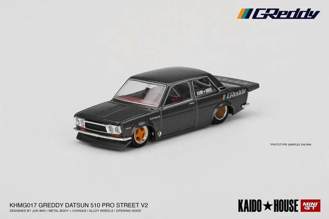 MINI GT DATSUN 510 PRO STREET GREDDY GUN METAL GREY