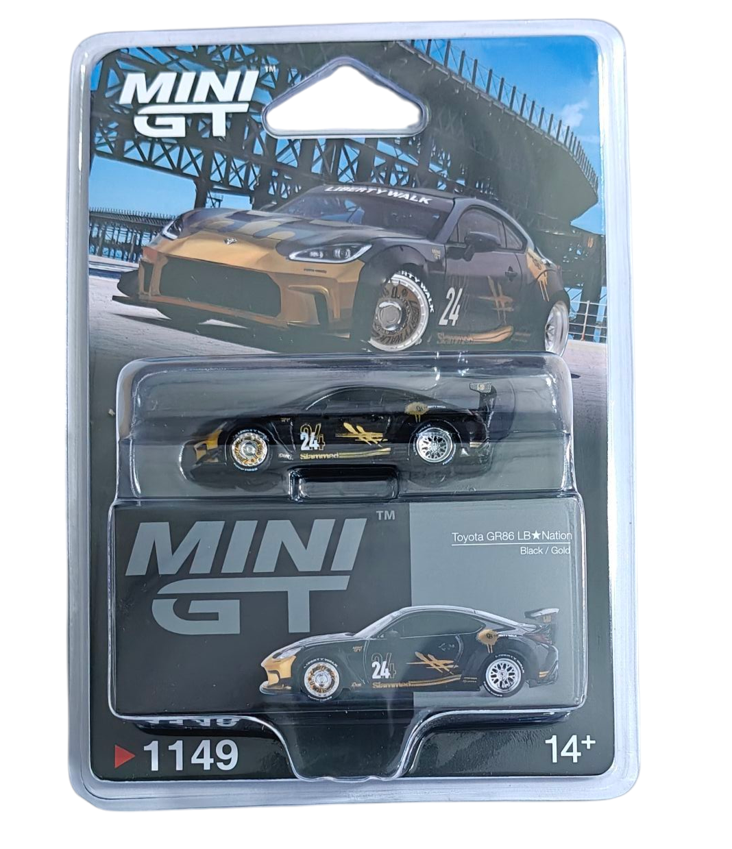 MINI GT TOYOTA GR86 LBNATION BLACKGOLD 