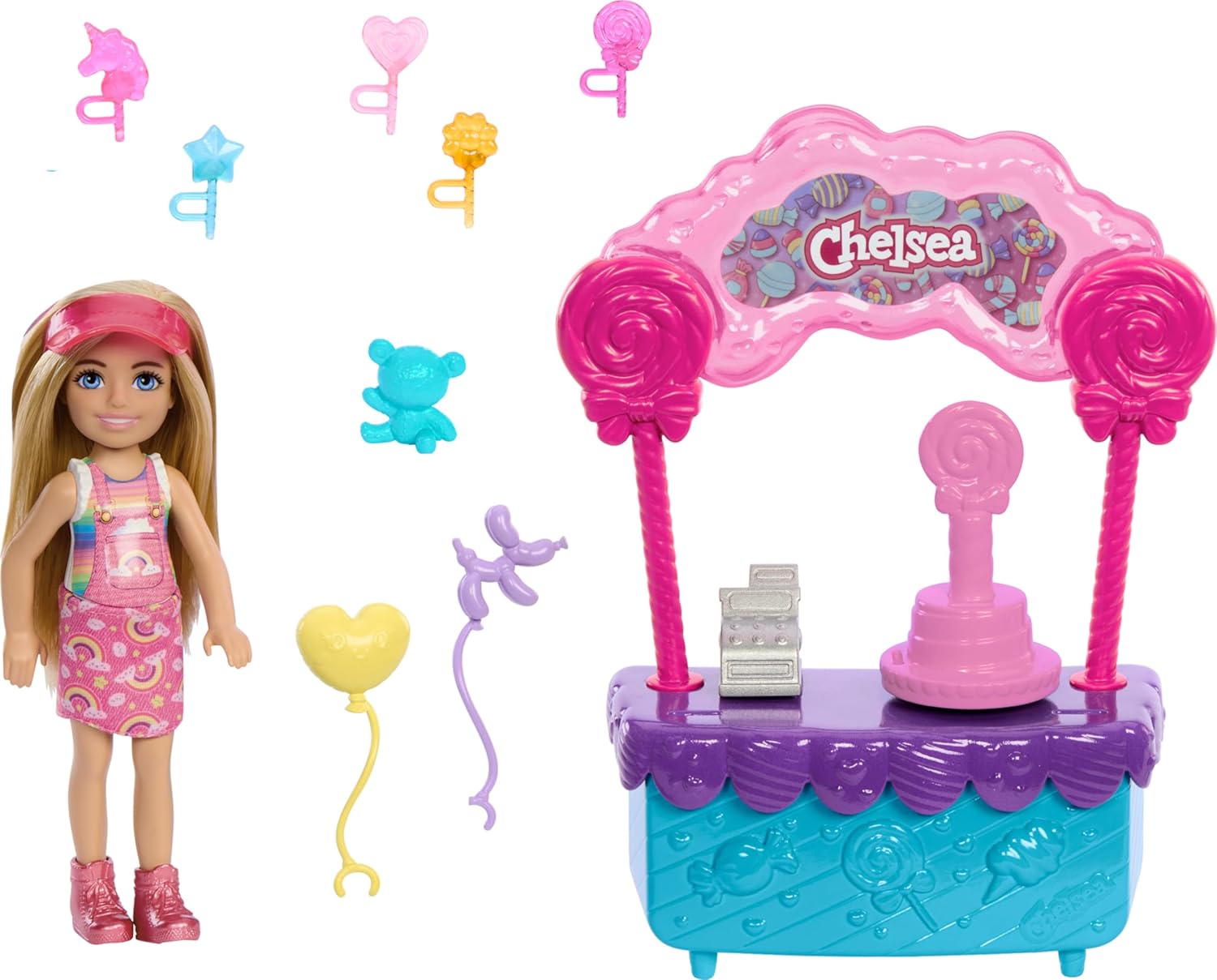 BARBIE CHELSEA DOLL AND LOLLIPOP STAND PLAYSET WITH ACCESSORIES,