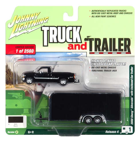 New Johnny Lightning Truck & Trailer 2000 Chevy Silverado W Enclosed Trailer