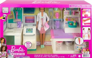 BARBIE FAST CAST CLINIC PLAYSET WITH BRUNETTE DOCTOR DOLL GTN61