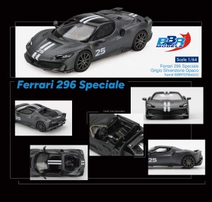PREORDER FERRARI 296 SPECIALE GRIGIO SILVERSTONE OPACO 