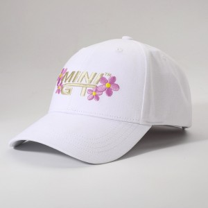 MINI GT CAP WHITE WITH PINK FLORAL LOGO