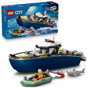 LEGO CITY POLICE BOAT CHASE TOY WITH A FLOATABLE SPEEDBOAT AND DINGHY